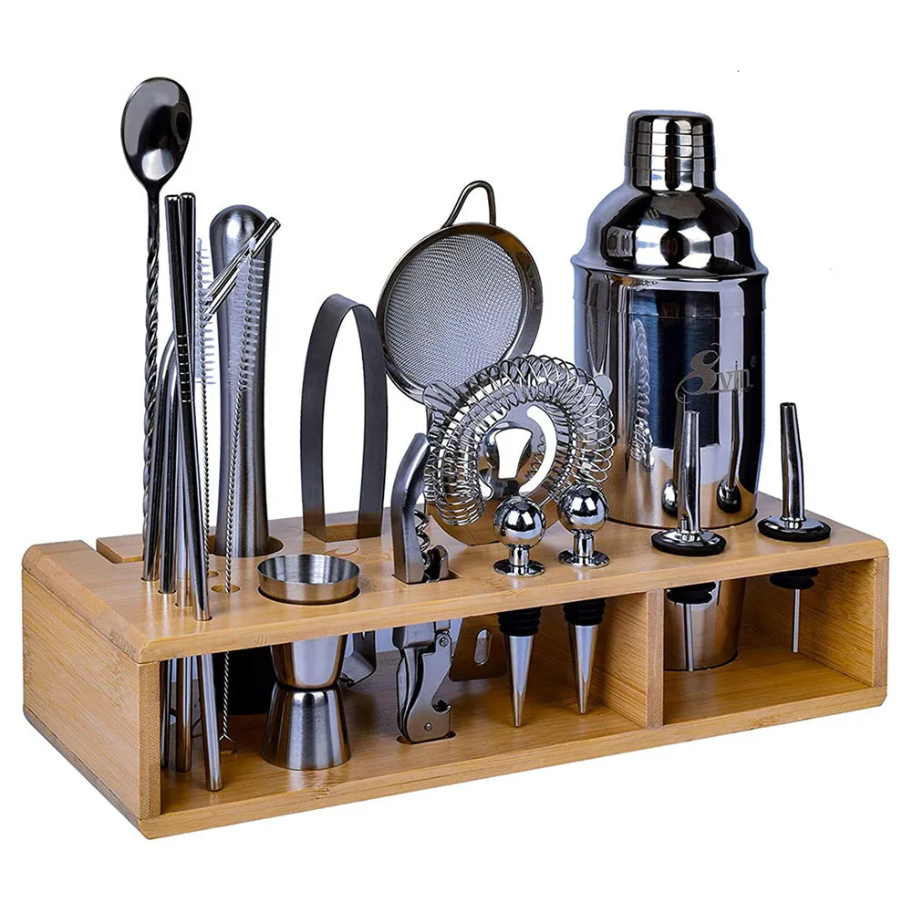 20 Pcs Boston Cocktail Shaker Bar Tools Set Barware Bartender Shakers Kit Jigger Mixer Muddler Pourer Spoon with Bamboo Stand
20 Pcs Boston Cocktail Shaker Bar Tools Set Barware Bartender Shakers Kit Jigger Mixer Muddler Pourer Spoon with Bamboo Stand