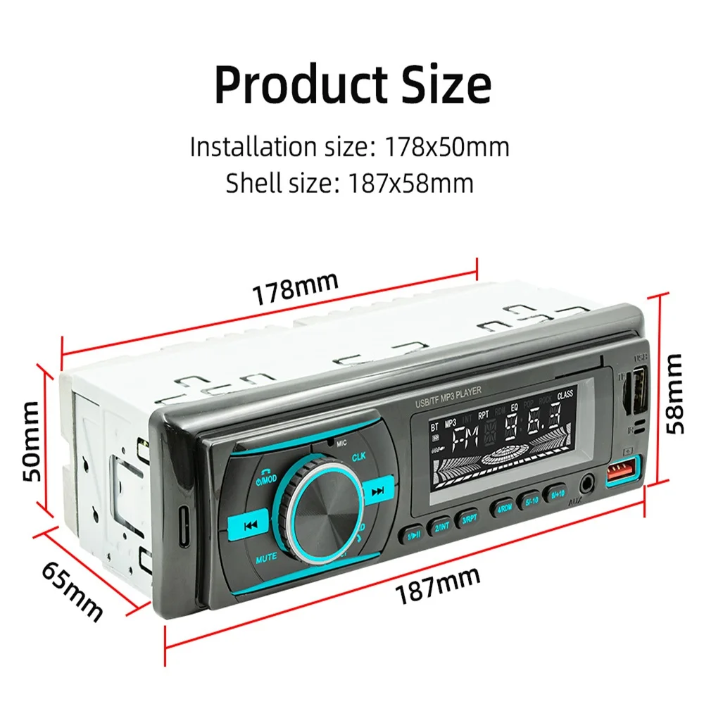 

Universal Car Radio 1 Din Bluetooth Autoradio Stereo 12V MP3 Audio Player In dash AUX/FM/USB/BT Support Find Car Voice Assistant