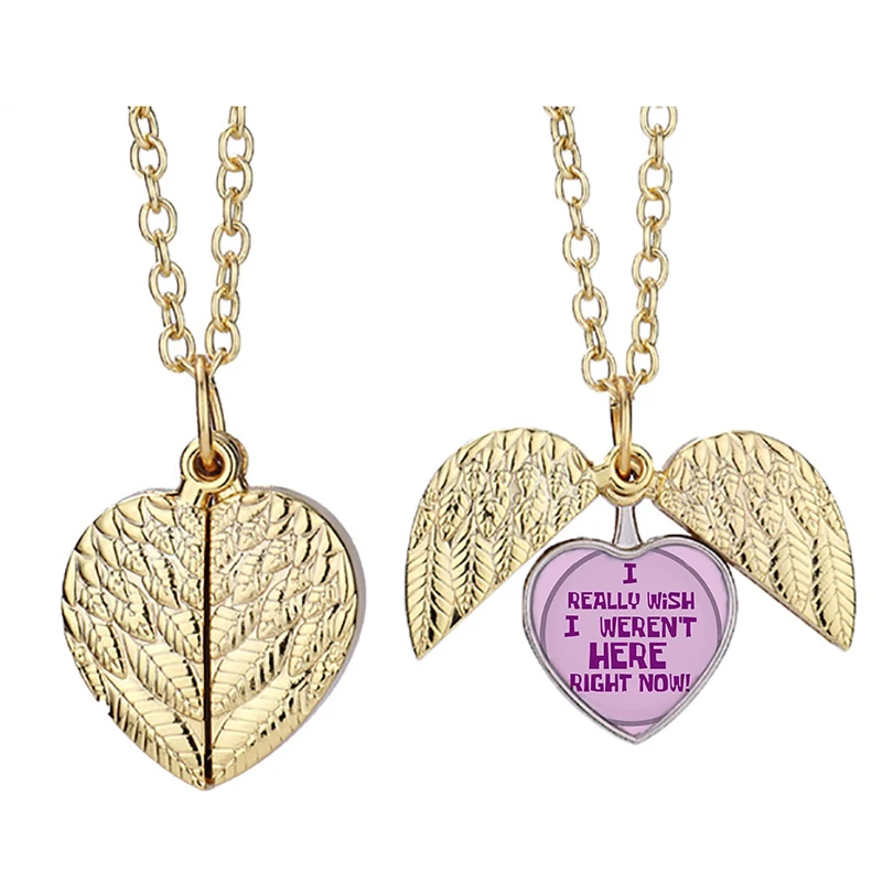

I Really Wish Weren'T Here Right Now Dpe Heart Active Angel Wing Necklace Beautiful Pendant Fashion Jewelry