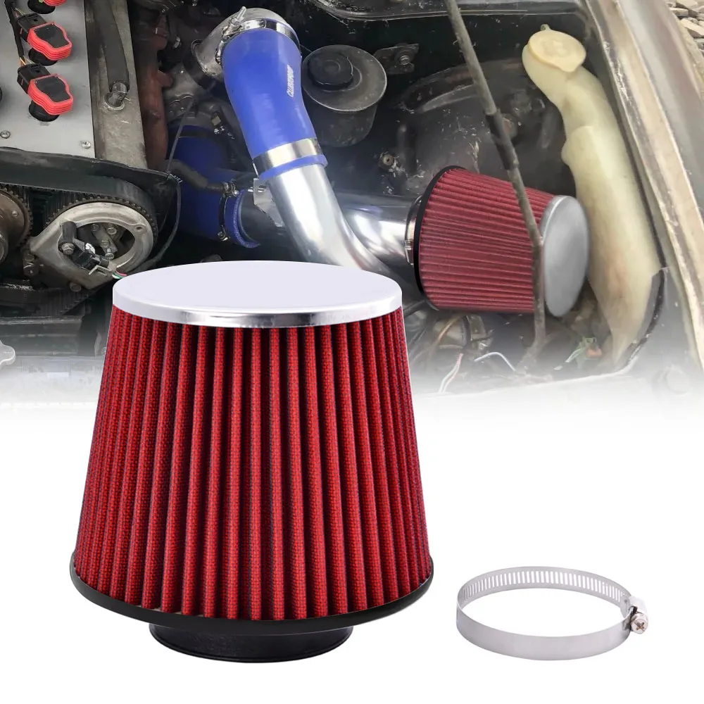 

Universal 76MM Car Air Filter Performance Highr Flow Cold Intake Filter Induction Kit Sport Power Mesh Cone