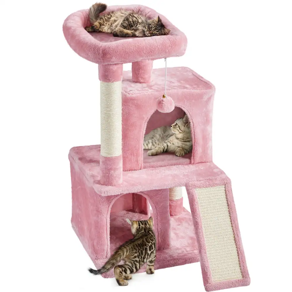 Multilevel Plush Cat Tree with Double Condos and Furry Ball for Cats, Kittens, Pink
Multilevel Plush Cat Tree with Double Condos and Furry Ball for Cats, Kittens, Pink