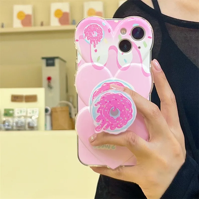 Creative Heart Cute Food Donut Folding Stand Clear Shockproof Female Phone Case For Iphone 13 12 11 Pro Max Soft Case Back Cover
Creative Heart Cute Food Donut Folding Stand Clear Shockproof Female Phone Case For Iphone 13 12 11 Pro Max Soft Case Back Cover