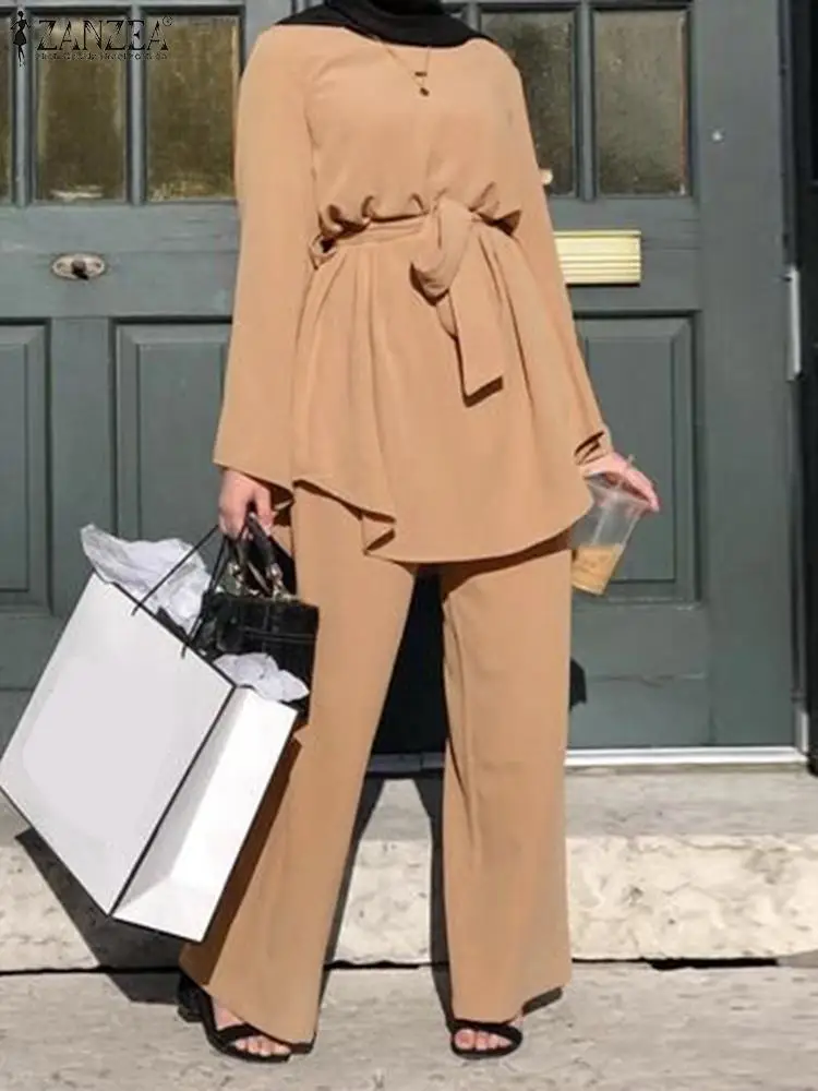 ZANZEA Elegant Long Sleeve Bloue Wide Leg Pants Sets Casual Dubai Turkey Outifits Fashion 2PCS Women Muslim Sets Islamic Clothes
ZANZEA Elegant Long Sleeve Bloue Wide Leg Pants Sets Casual Dubai Turkey Outifits Fashion 2PCS Women Muslim Sets Islamic Clothes