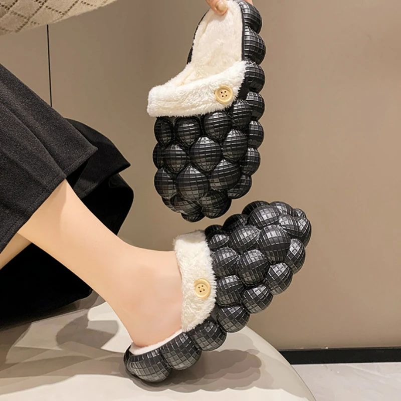 Симпатичные женские тапочки с пузырьковым помпоном, Зимние Новые легкие удобные утолщенные домашние Нескользящие тапочки из ЭВА, домашняя ... 
Симпатичные женские тапочки с пузырьковым помпоном, Зимние Новые легкие удобные утолщенные домашние Нескользящие тапочки из ЭВА, домашняя ...