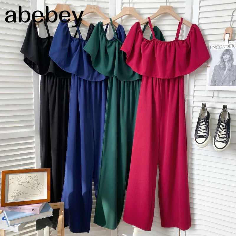 Korean off shoulder slash neck Jumpsuit Ruffles high waist pleated casual wide leg strap Jumpsuit 2022 New Spring Autumn
Korean off shoulder slash neck Jumpsuit Ruffles high waist pleated casual wide leg strap Jumpsuit 2022 New Spring Autumn