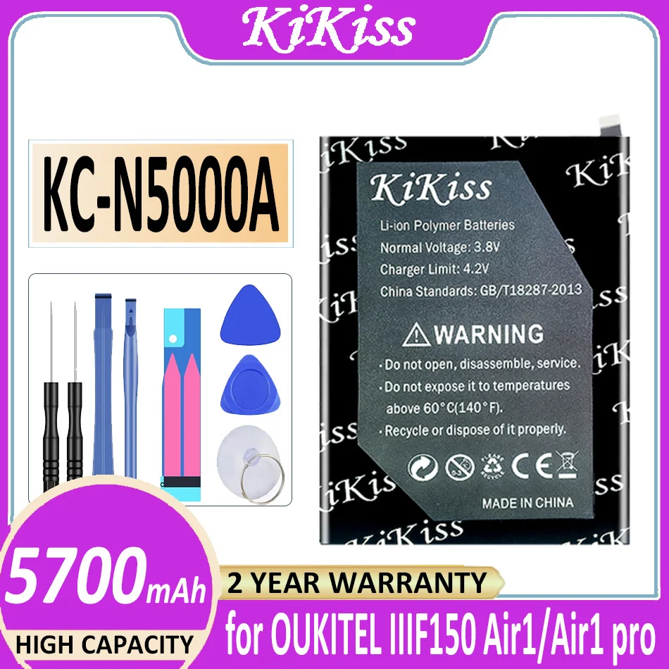 Original KiKiss Battery KC-N5000A (Air1) 5700mAh for OUKITEL IIIF150 Air 1 pro Air1 pro 1pro Bateria
Original KiKiss Battery KC-N5000A (Air1) 5700mAh for OUKITEL IIIF150 Air 1 pro Air1 pro 1pro Bateria