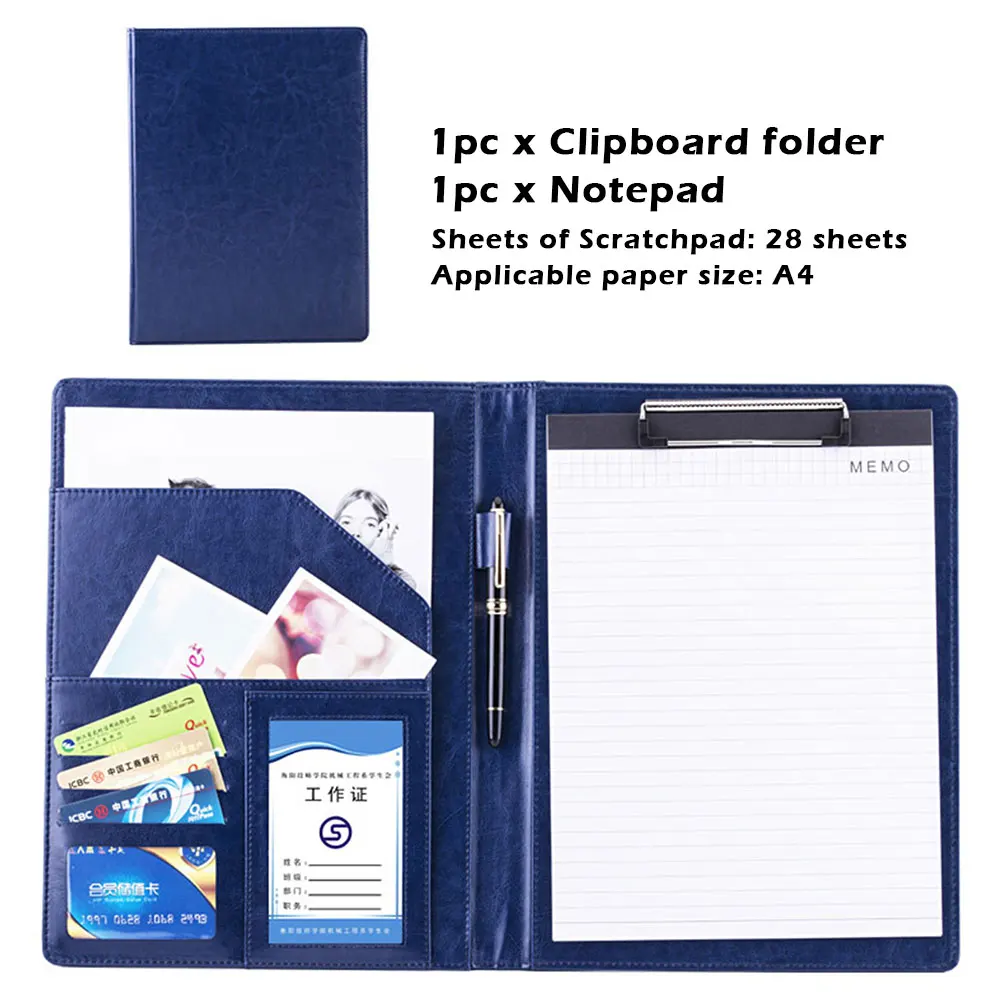 Clipboard Folder Solid Waterproof Portable Business Multi Pocket Pen Slot PU Leather A4 File With Notepad Durable Office Supply
Clipboard Folder Solid Waterproof Portable Business Multi Pocket Pen Slot PU Leather A4 File With Notepad Durable Office Supply