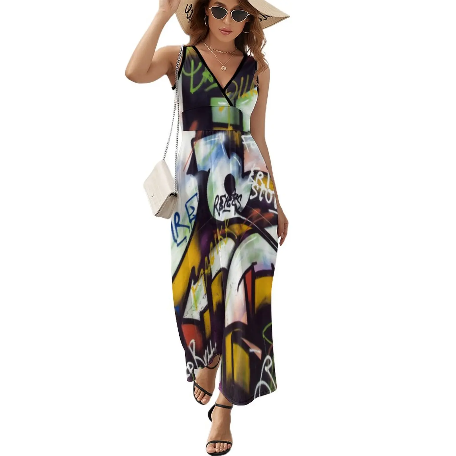 Word Art Print Dress Spring Colorful Graffiti Simple V Neck Boho Beach Long Dresses Female High Waist Pattern Club Maxi Dress
Word Art Print Dress Spring Colorful Graffiti Simple V Neck Boho Beach Long Dresses Female High Waist Pattern Club Maxi Dress