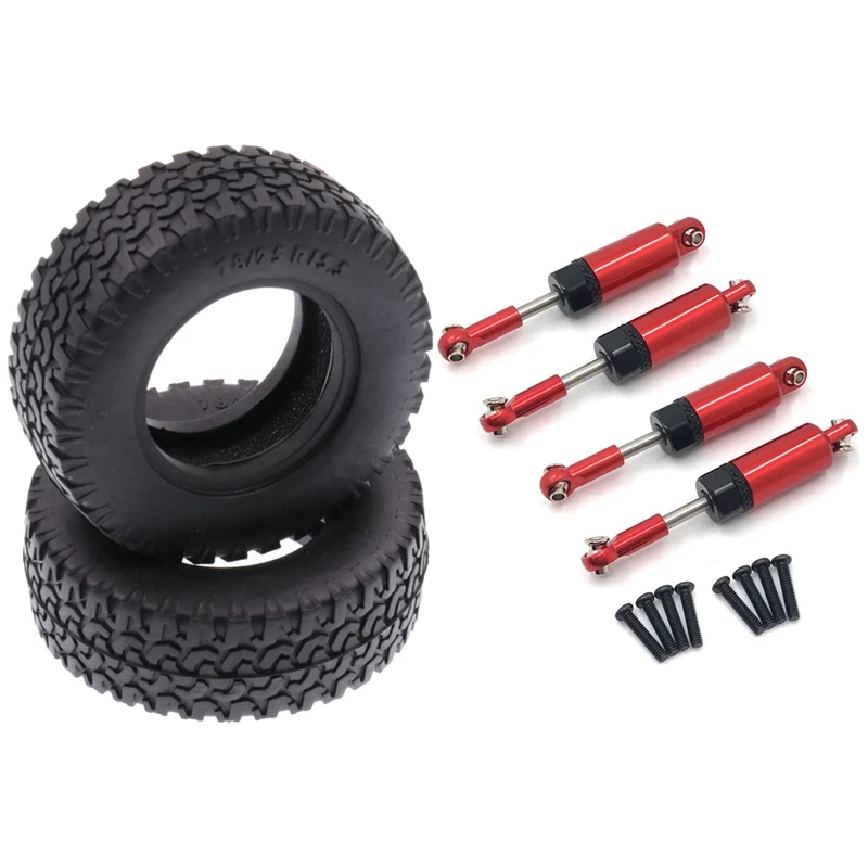 2 Set RC Car Part: 1 Set 1.55 Inch Rubber Tires & 1 Set Metal Shock Absorber Damper
2 Set RC Car Part: 1 Set 1.55 Inch Rubber Tires & 1 Set Metal Shock Absorber Damper