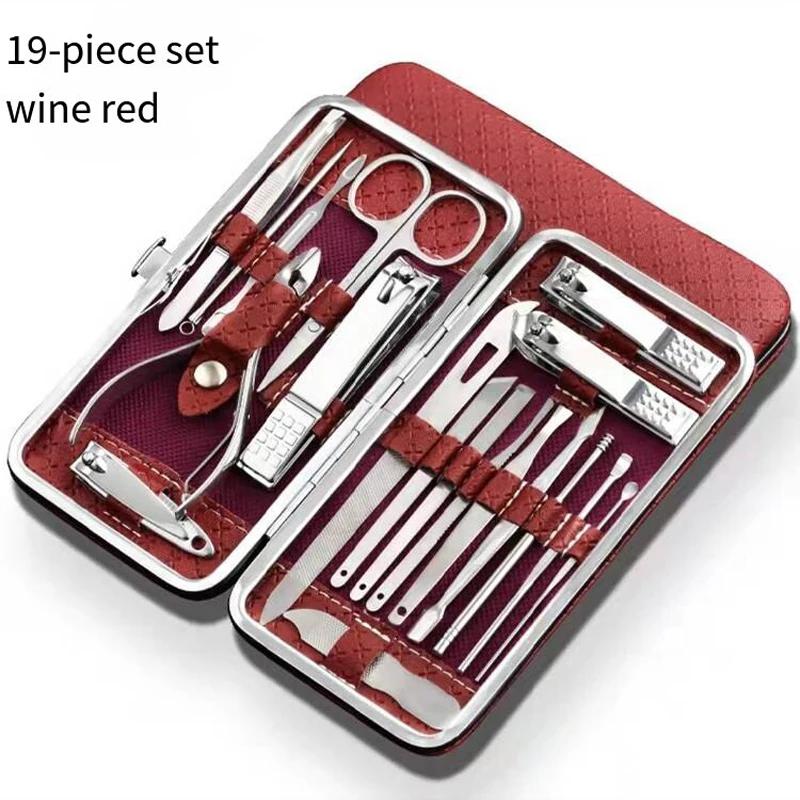 

19Pcs High-Quality Professional Nail Cutter Tools Manicure Set Pedicure Sets Nail Clipper Stainless Steel Travel Case Kit