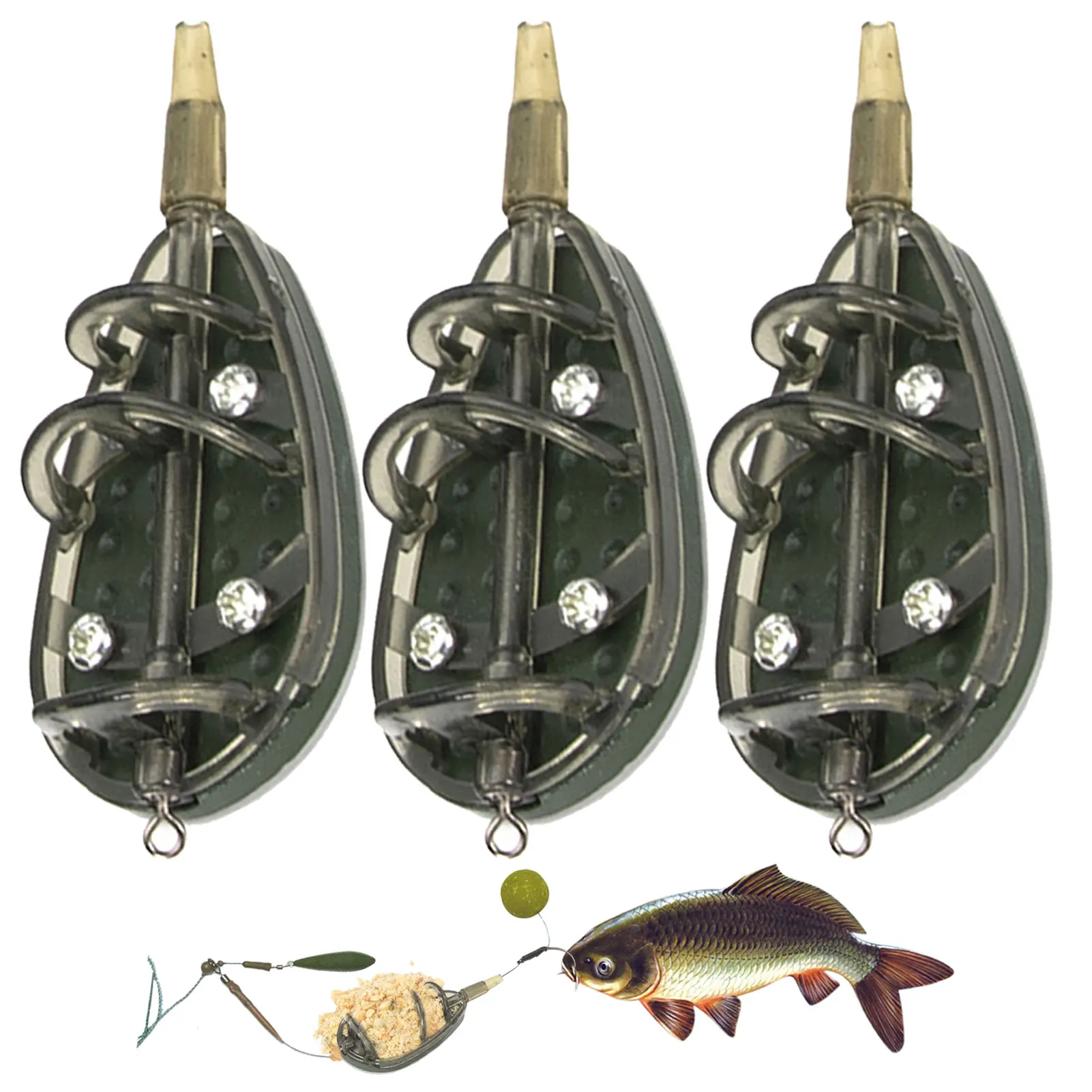 Inline Method Feeder Mould Bait Thrower Bait Plumb Set Carp Fishing Bait Holder Tool 3 Feeders/Set 40g/50g60g
Inline Method Feeder Mould Bait Thrower Bait Plumb Set Carp Fishing Bait Holder Tool 3 Feeders/Set 40g/50g60g