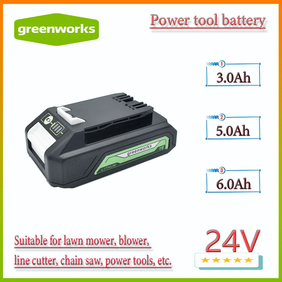 Greenworks The original product is 100% brand new Greenworks 24V 3.0Ah/5.0AH/6.0AH Lithium-ion Battery (Greenworks Battery)
Greenworks The original product is 100% brand new Greenworks 24V 3.0Ah/5.0AH/6.0AH Lithium-ion Battery (Greenworks Battery)
