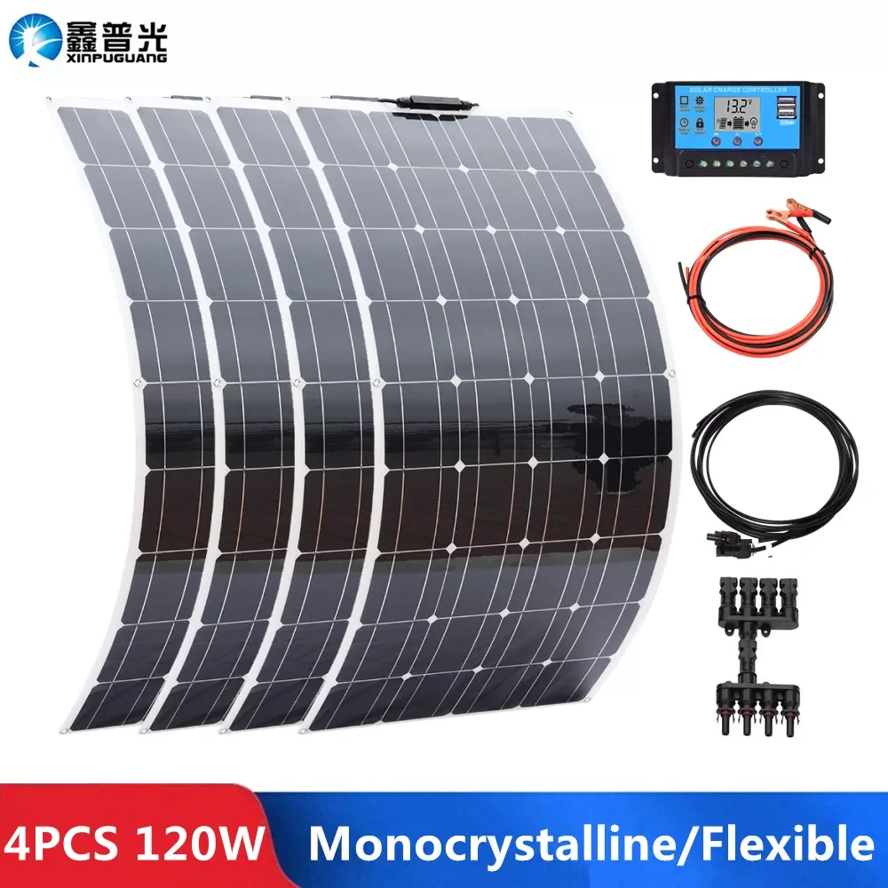 NEW2023 4PCS 120W 18V Solar Panel Kit Monocrystalline Flexible Paneles Solares 12V/24V Battery Charger Home RV Solar Plate PV Pa
NEW2023 4PCS 120W 18V Solar Panel Kit Monocrystalline Flexible Paneles Solares 12V/24V Battery Charger Home RV Solar Plate PV Pa