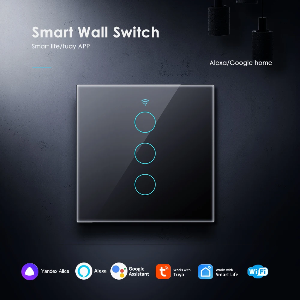 TUYA WiFi Smart Touch Switch 1/2/3/4 Gang Home Wall Button WiFi Single Fire Zero Fire Universal Switch For Alexa And Google Home 
TUYA WiFi Smart Touch Switch 1/2/3/4 Gang Home Wall Button WiFi Single Fire Zero Fire Universal Switch For Alexa And Google Home