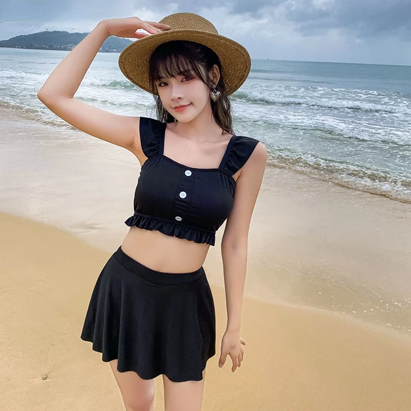 Bikini Sets Women Preppy Style Solid Button Simple Young Students Backless Sexy Cozy High Waist Beach Clothing Swimsuits Ulzzang
Bikini Sets Women Preppy Style Solid Button Simple Young Students Backless Sexy Cozy High Waist Beach Clothing Swimsuits Ulzzang