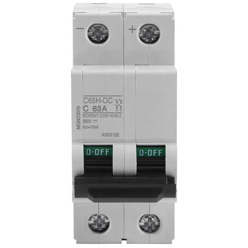 2P 250V Low-Voltage DC Miniature Circuit Breaker For Solar Panels Grid System Din Rail Mount(63A)
2P 250V Low-Voltage DC Miniature Circuit Breaker For Solar Panels Grid System Din Rail Mount(63A)
