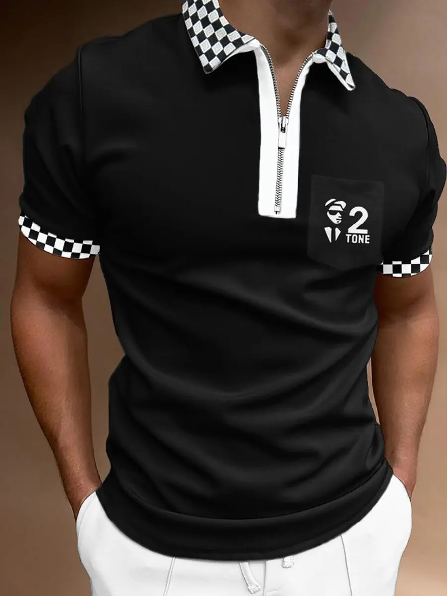 Summer Men's Black and White Checked Print Zipper Polo Shirt Fashion Lapel Golf Clothes Top Casual Everyday T-shirt Men
Summer Men's Black and White Checked Print Zipper Polo Shirt Fashion Lapel Golf Clothes Top Casual Everyday T-shirt Men