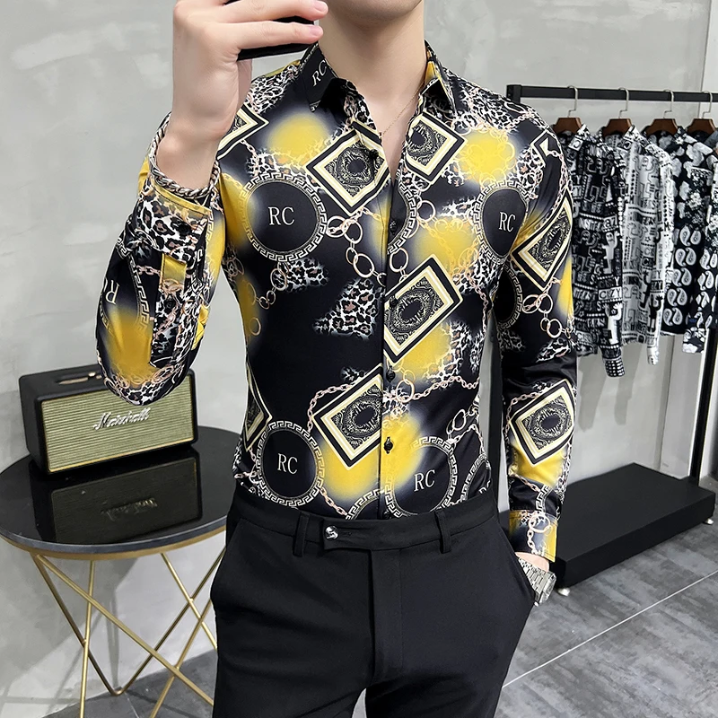 Vintage Long Sleeve Men Shirt Autumn British Style Slim Leopard Printing Male Shirts Blouses Streetwear Social
Vintage Long Sleeve Men Shirt Autumn British Style Slim Leopard Printing Male Shirts Blouses Streetwear Social
