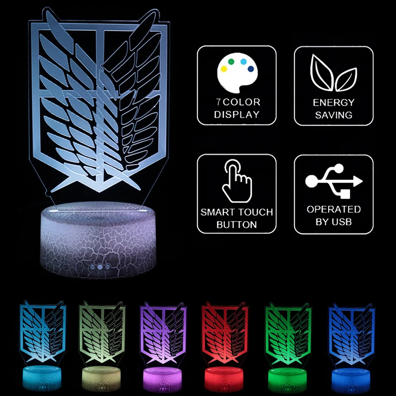 Anime Attack on Titan LED Night Light for Room Decor Cartoon Action Figures 7 Colors Change 3D USB Night Lamp Toys Children Gift
Anime Attack on Titan LED Night Light for Room Decor Cartoon Action Figures 7 Colors Change 3D USB Night Lamp Toys Children Gift