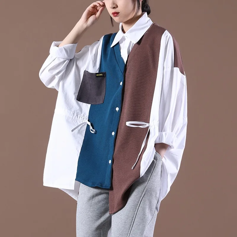 Patchwork Women's Shirt Spring Asymmetrical Top Turn-Down Collar Long Sleeve Blouse Elegant Clothing Long Casual Ladies Blouses
Patchwork Women's Shirt Spring Asymmetrical Top Turn-Down Collar Long Sleeve Blouse Elegant Clothing Long Casual Ladies Blouses
