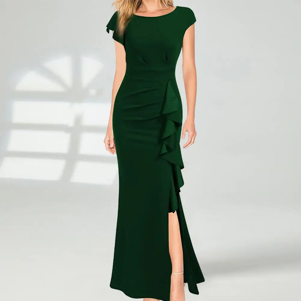Women's Party Dress Summer New Polyester O-Neck Solid Color Ruffles Midi Skirt Traf Elegant Womens Dresses 
Women's Party Dress Summer New Polyester O-Neck Solid Color Ruffles Midi Skirt Traf Elegant Womens Dresses