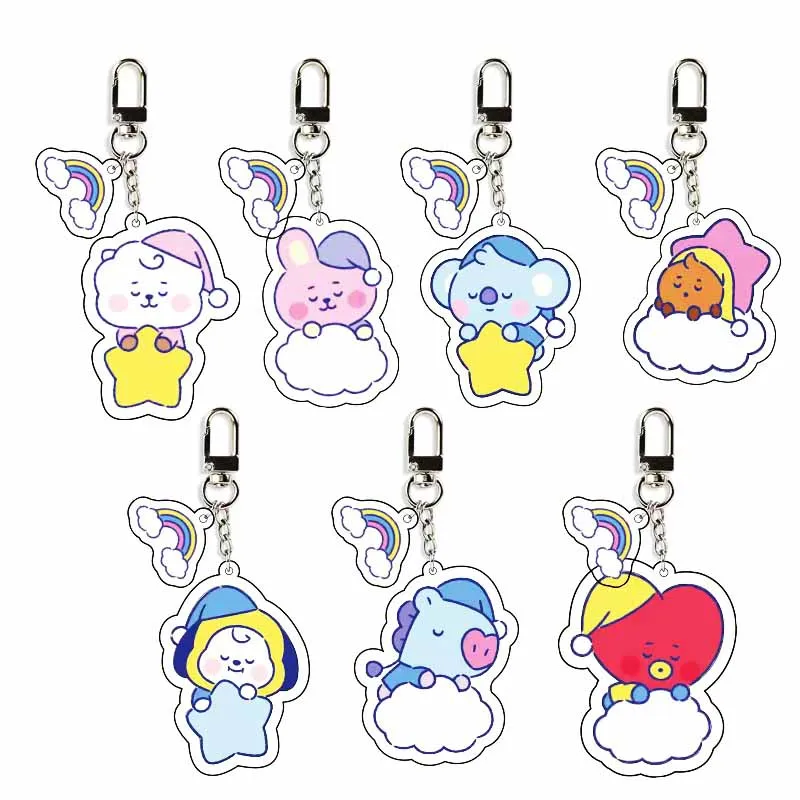 

Bt21 Pendants Key Buckle Kawaii Bags Ornaments Cute Anime RJ TATA CHIMMY KOYA COOKY Lovely Kpop Stars BTS Fans Gifts Girls Toys