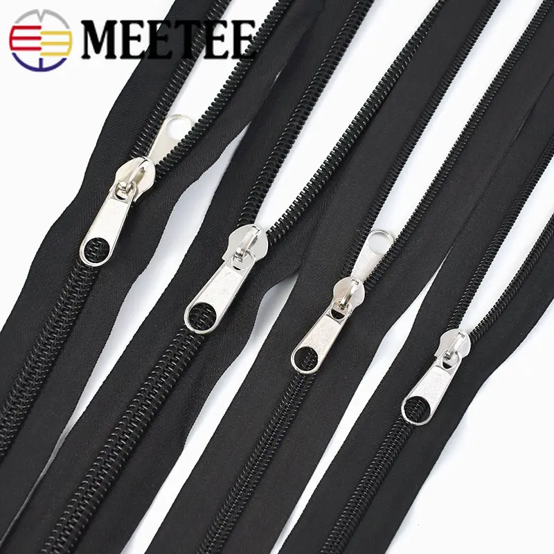 

2/5/10M 8# 10# Nylon Zippers Tape with Zipper Slider Suitcase Continuous Zip Clothes Jacket Coil Zips Repair Sewing Accessories