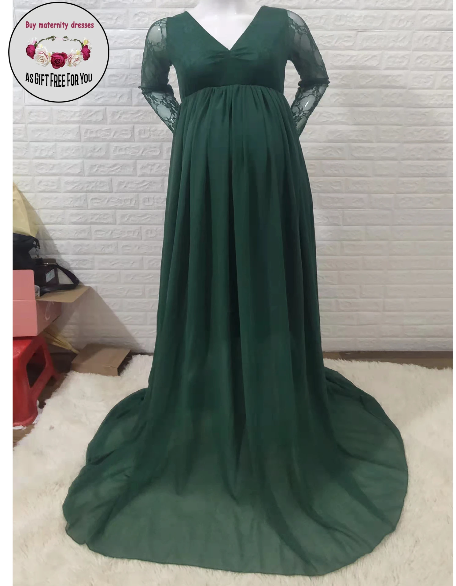 Maternity lace Gown Deep V-neck Dropped long Sleeve Fitted Photo Shoot Photography Dress
Maternity lace Gown Deep V-neck Dropped long Sleeve Fitted Photo Shoot Photography Dress