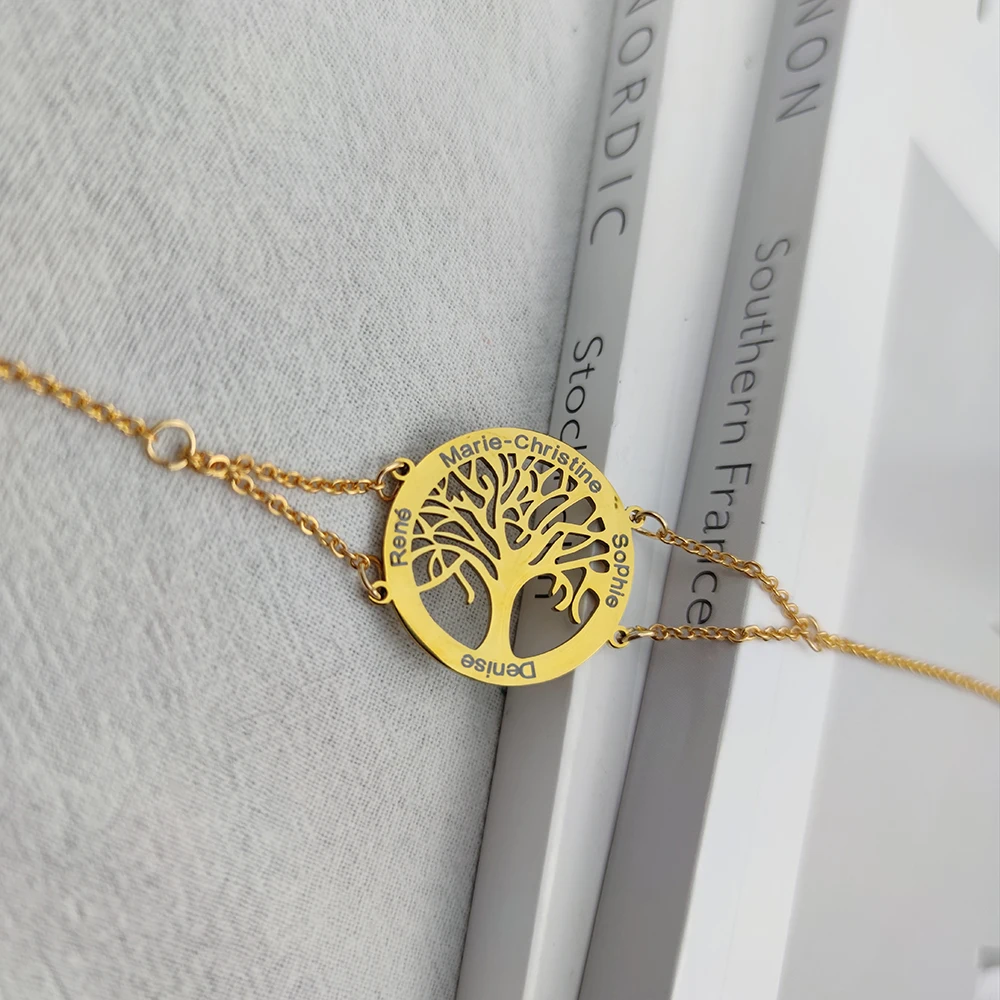 Bracelets for Women Personalized Tree of Life Charm Custom Names Bracelet Stainless Steel Jewelry Friendship Gift Pulseras Mujer
Bracelets for Women Personalized Tree of Life Charm Custom Names Bracelet Stainless Steel Jewelry Friendship Gift Pulseras Mujer