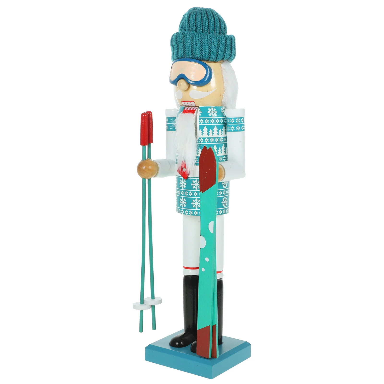 

Christmas Ski Instructor Man Santa Nutcracker 38Cm Wooden Skiing Nutcracker Puppet Ski Sticks Xmas Themed Holiday Nut