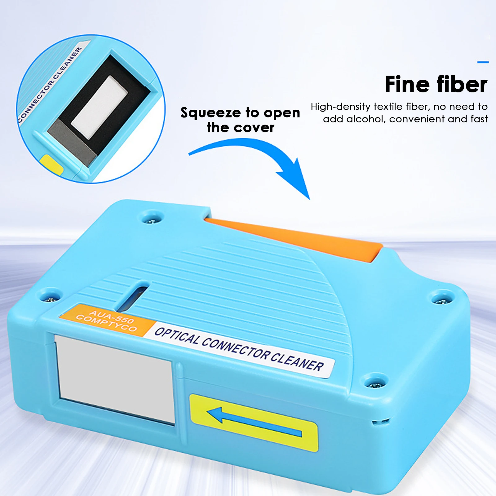 AUA-550 Fiber Optic Connector Cassette 500+ /Reel Cleaner Cleaning Tool for All Single Fiber and MT Ferrules
AUA-550 Fiber Optic Connector Cassette 500+ /Reel Cleaner Cleaning Tool for All Single Fiber and MT Ferrules