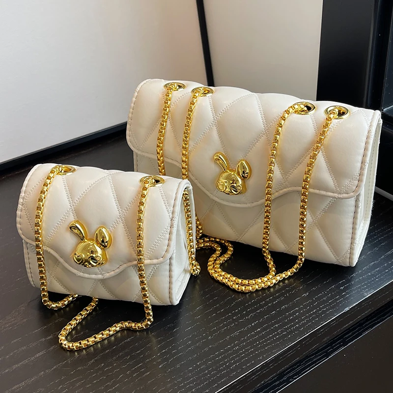 Women's White Flap Shoulder Bag Delicate Plaid Quilted Lovers' Small Handbag Metal Chain Golden Bunny Hasp Female Crossbody Bags
Women's White Flap Shoulder Bag Delicate Plaid Quilted Lovers' Small Handbag Metal Chain Golden Bunny Hasp Female Crossbody Bags