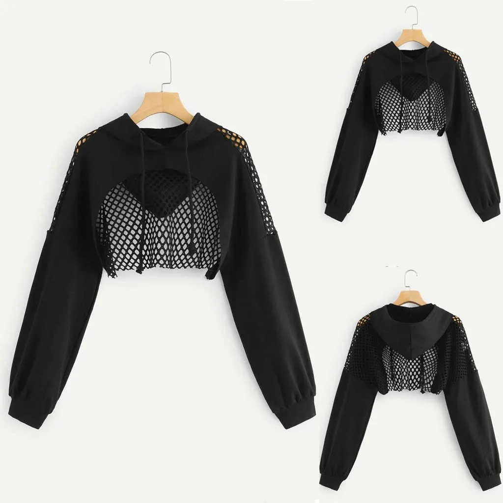 Women Solid Cutout Mesh Insert Cropped Hoodie Sweatshirt Long Sleeve Crop Top Small Hoodie Women's Full Zip Hoodie
Women Solid Cutout Mesh Insert Cropped Hoodie Sweatshirt Long Sleeve Crop Top Small Hoodie Women's Full Zip Hoodie