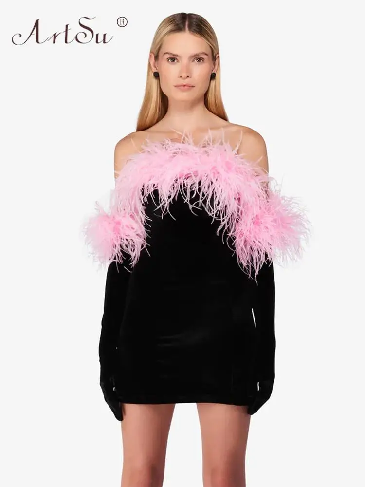 ArtSu Сексуальное Мини вечернее платье с перьями, перчатки с длинными рукавами, фланелевые облегающие платья без бретелек, осенне-зимняя одеж...
ArtSu Сексуальное Мини вечернее платье с перьями, перчатки с длинными рукавами, фланелевые облегающие платья без бретелек, осенне-зимняя одеж...
