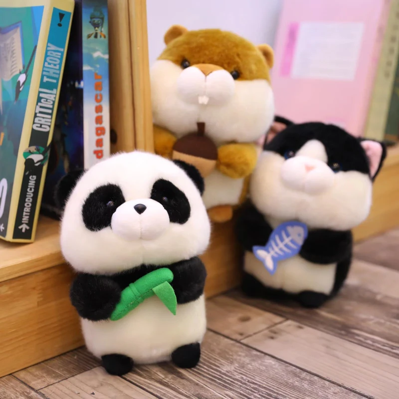 

18cm 4 Styles Kawaii Plush Doll Pendant Toys Cute Cartoon Soft Lifelike Panda With Bamboo Stuffed Animal Gifts For Kids Boy Girl