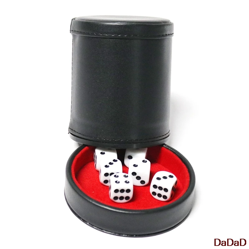 1pcs New Black PU Leather Flannel Mute Dice Cups With 5pcs Dices Bar Game Supplies
1pcs New Black PU Leather Flannel Mute Dice Cups With 5pcs Dices Bar Game Supplies