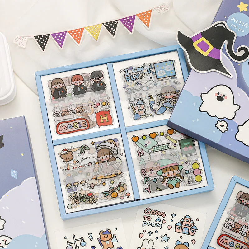 100 Sheets/Box Cute Cartoon Character Pattern PVC Stickers Children Gift Journal Decorative Materials Kawaii Stationery Sticker
100 Sheets/Box Cute Cartoon Character Pattern PVC Stickers Children Gift Journal Decorative Materials Kawaii Stationery Sticker