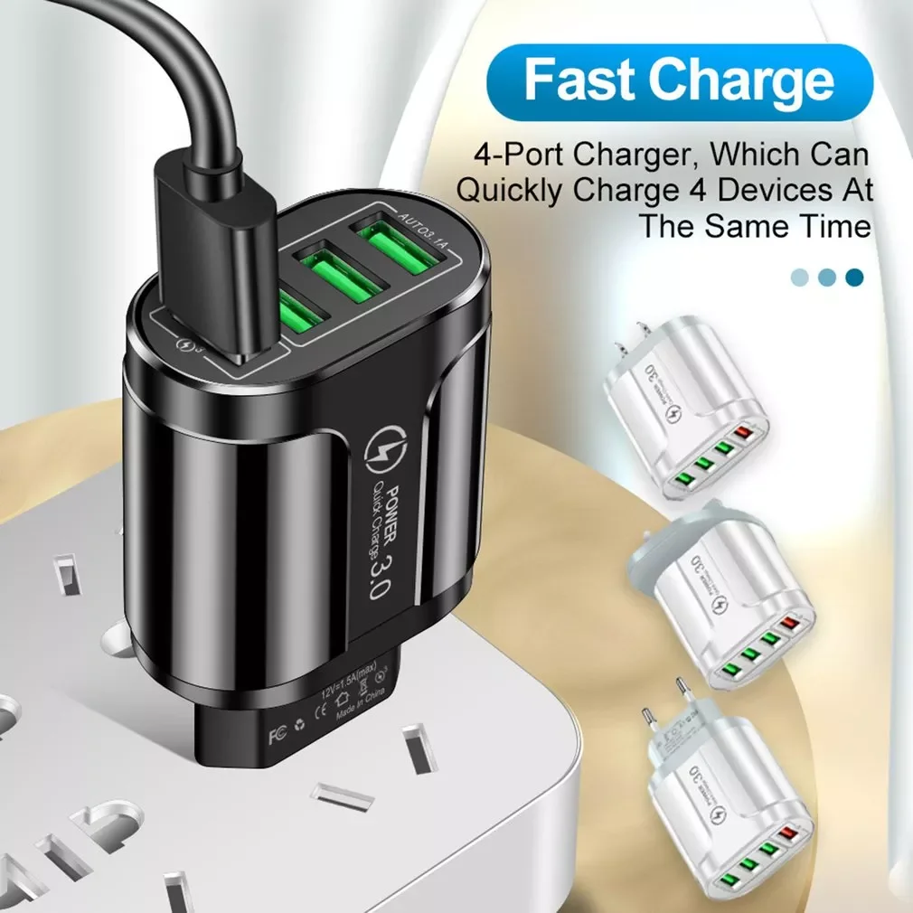 48W USB Fast Charger QC 3.0 Wall Charging For iPhone 12 11 For Samsung for Xiaomi Mobile 4 Ports EU US Plug Adapter Travel
48W USB Fast Charger QC 3.0 Wall Charging For iPhone 12 11 For Samsung for Xiaomi Mobile 4 Ports EU US Plug Adapter Travel