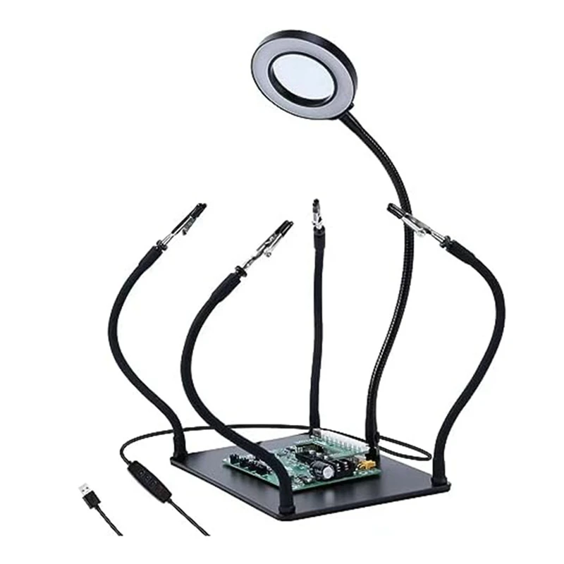 Soldering Tool With 3 LED Magnifying Lights PCB Holder 4 Flex Arm Soldering Stations For Electronic Soldering Repair Jewelry
Soldering Tool With 3 LED Magnifying Lights PCB Holder 4 Flex Arm Soldering Stations For Electronic Soldering Repair Jewelry