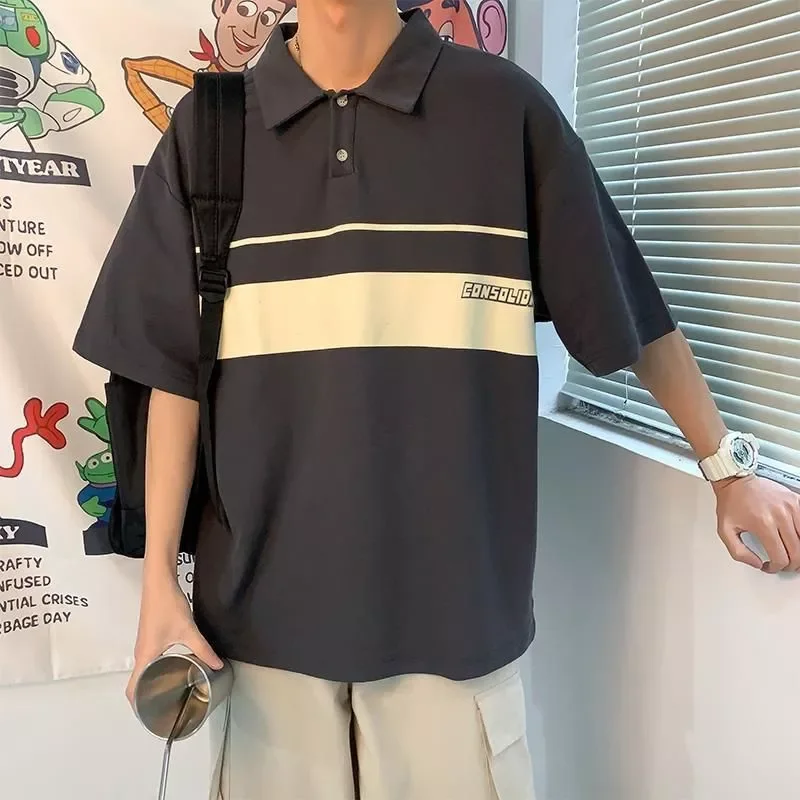 Short-sleeved T-shirt Boys Korean Loose Harajuku All-match Trend Hip Hop Sports Tops 2022 Summer New Hong Kong Style Polo Shirt
Short-sleeved T-shirt Boys Korean Loose Harajuku All-match Trend Hip Hop Sports Tops 2022 Summer New Hong Kong Style Polo Shirt