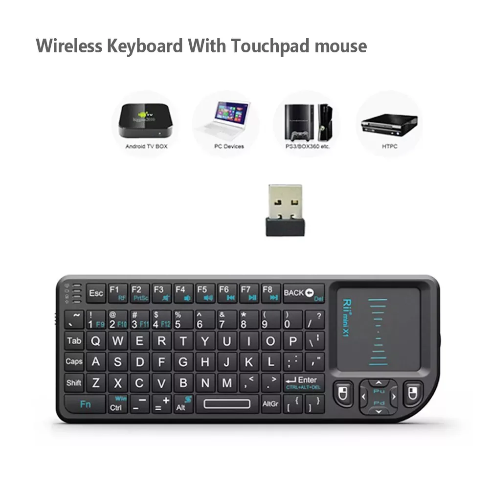 Original Rii X1 2.4GHz Mini Wireless Keyboard English/RU/ES/FR Keyboards with TouchPad for Android TV Box/PC/Laptop
Original Rii X1 2.4GHz Mini Wireless Keyboard English/RU/ES/FR Keyboards with TouchPad for Android TV Box/PC/Laptop