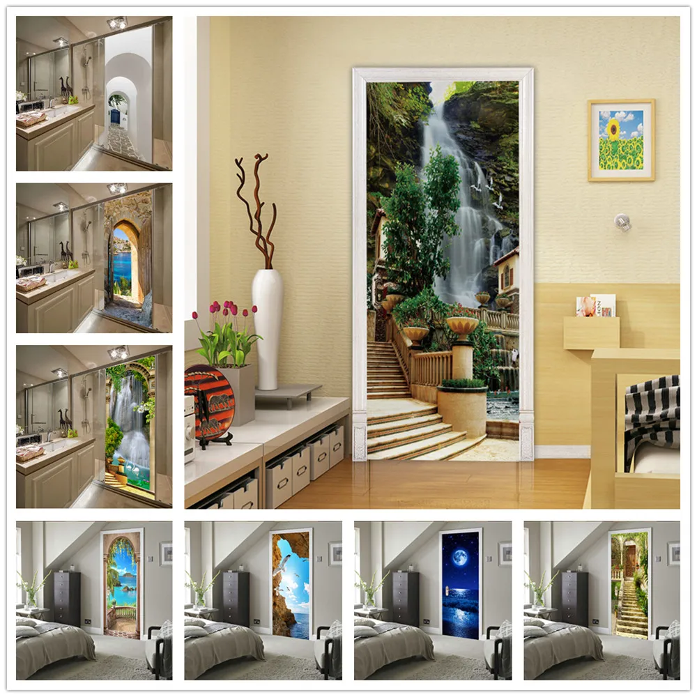 Arched Tunnel Natural Landscape Sticker Porte Vinyl Self-adhesive Bedroom Kitchen Door Decoration Wallpaper 3D Mural Deursticker 
Arched Tunnel Natural Landscape Sticker Porte Vinyl Self-adhesive Bedroom Kitchen Door Decoration Wallpaper 3D Mural Deursticker