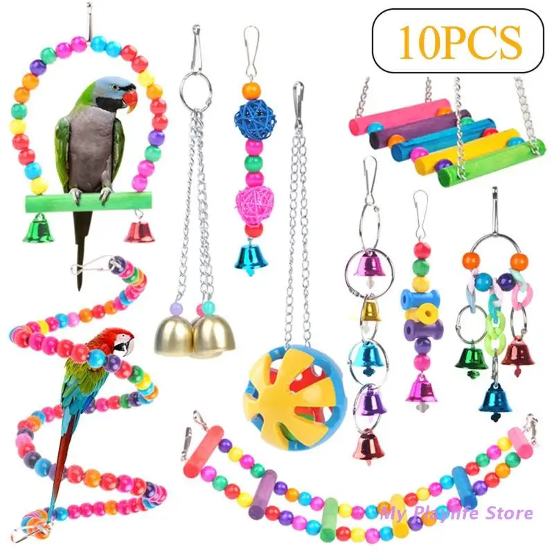 10 Pcs Bird Cage Toys Set Parrot Swing Chew Toy Ladder Hanging Hammock Wood Perch Bell Ball for Conure Finch Mynah Lovebird
10 Pcs Bird Cage Toys Set Parrot Swing Chew Toy Ladder Hanging Hammock Wood Perch Bell Ball for Conure Finch Mynah Lovebird