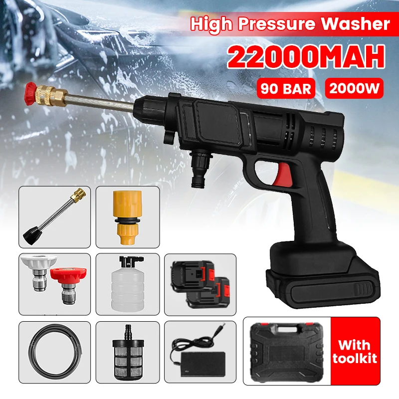 22000mah Household Lithium Electric Car Wash Gun Electric 90Bar Cordless High PressureWater Gun With Plastic Box Foam Machine
22000mah Household Lithium Electric Car Wash Gun Electric 90Bar Cordless High PressureWater Gun With Plastic Box Foam Machine