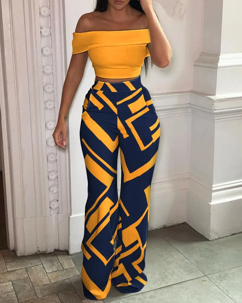 Vintage Printed Wide Leg Pants Set Women 2022 Summer New Sexy Off Shoulder Short Sleeved Tops & High Waist Pants Set
Vintage Printed Wide Leg Pants Set Women 2022 Summer New Sexy Off Shoulder Short Sleeved Tops & High Waist Pants Set