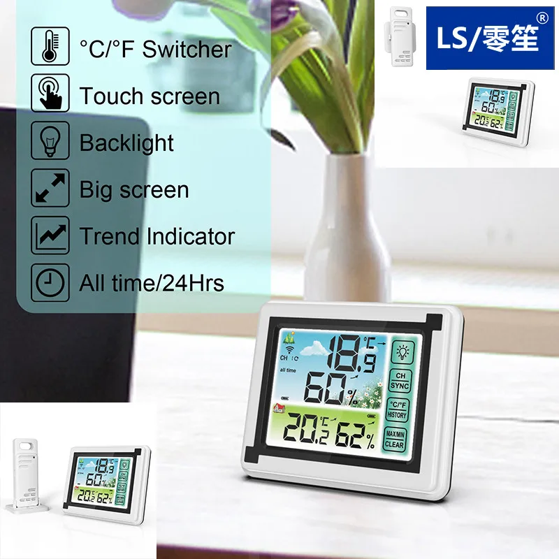LS Indoor Outdoor Thermohygrometer Touch Screen Weather Station Wireless Thermometer Hygrometer Temperature Humidity Monitor
LS Indoor Outdoor Thermohygrometer Touch Screen Weather Station Wireless Thermometer Hygrometer Temperature Humidity Monitor