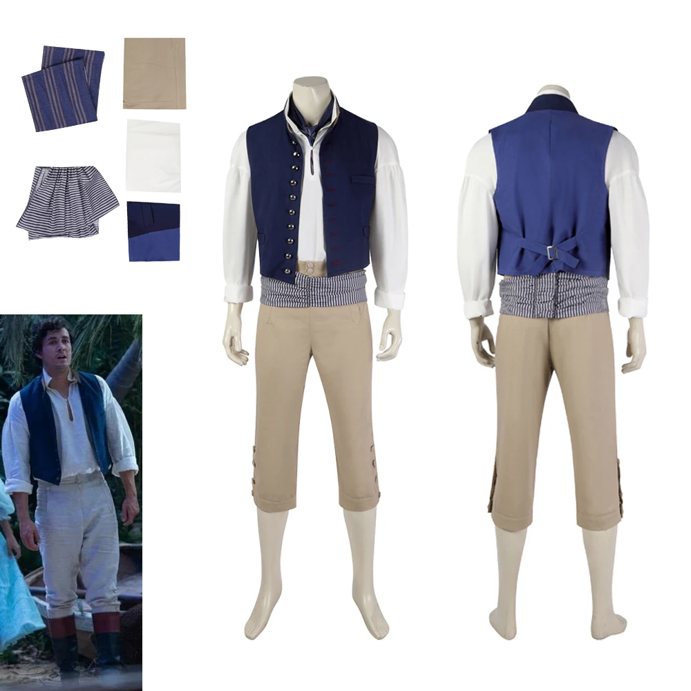 

Movie Mermaid Prince Eric Cosplay Costume for Adult Mens Shirt Pants Vest Suits Halloween Carnival Party Role Play Suit