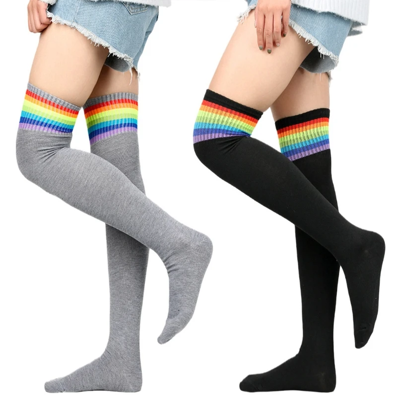 Fashion Thigh High Stockings Rainbow Striped Women Warm Over Knee Sock Long Sock
Fashion Thigh High Stockings Rainbow Striped Women Warm Over Knee Sock Long Sock