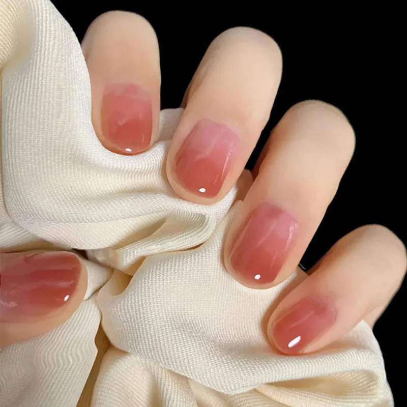 

24pcs/Set Pretty Pink Gradient False Nails Pre-design Short Fake Nails Girls Acrylic Nail Decal Press on Nails