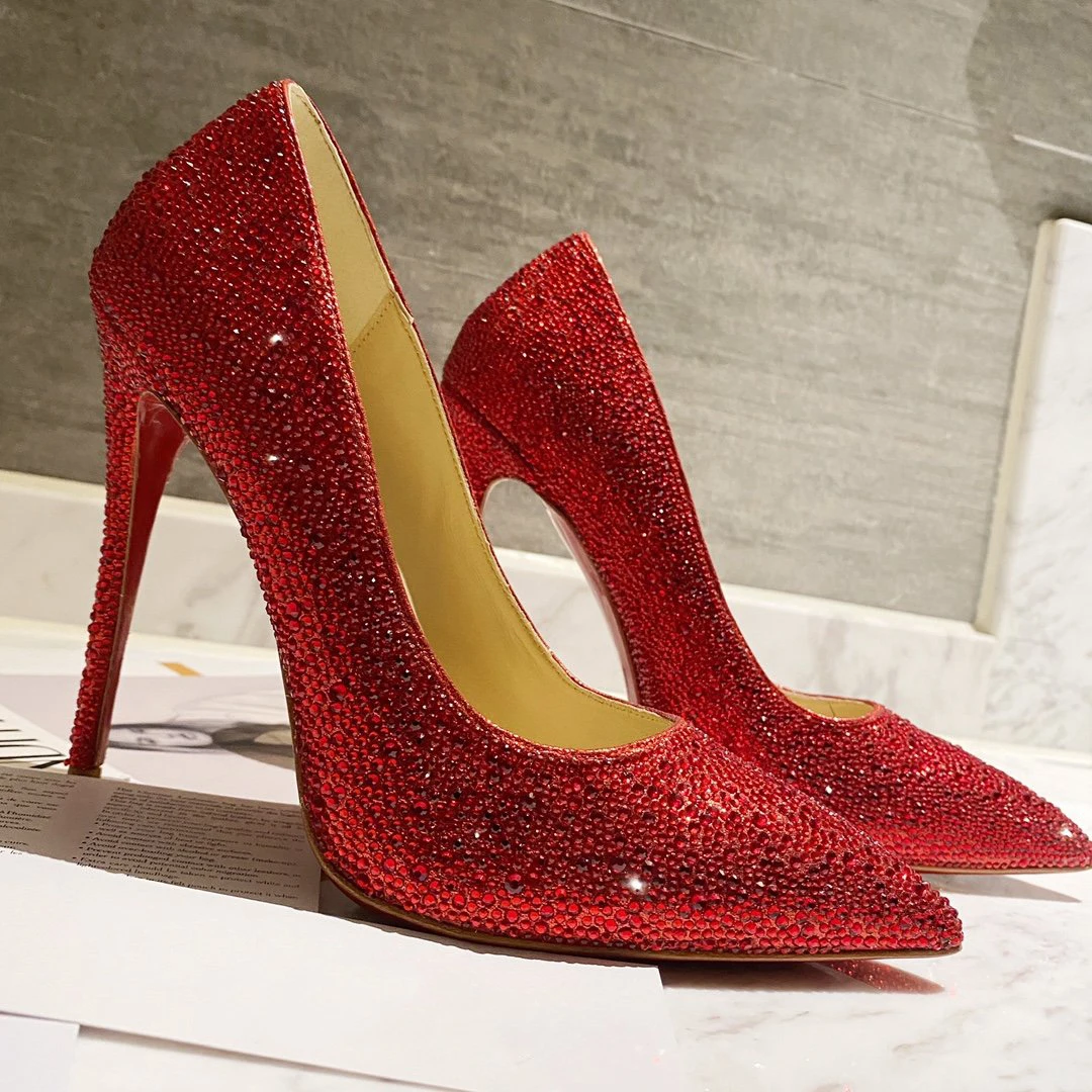 Top Quality Women High Heels Luxury Fashion Ladies Crystal Glisten Red Soled Shoes Classic Retro Designer 10cm High heel 0334HJ
Top Quality Women High Heels Luxury Fashion Ladies Crystal Glisten Red Soled Shoes Classic Retro Designer 10cm High heel 0334HJ
